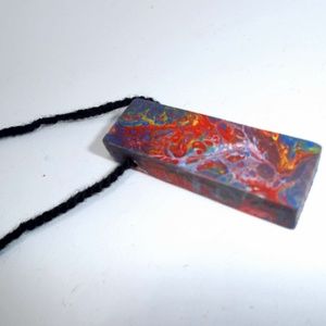 Hippie Boho Tyedye Wooden totem necklace